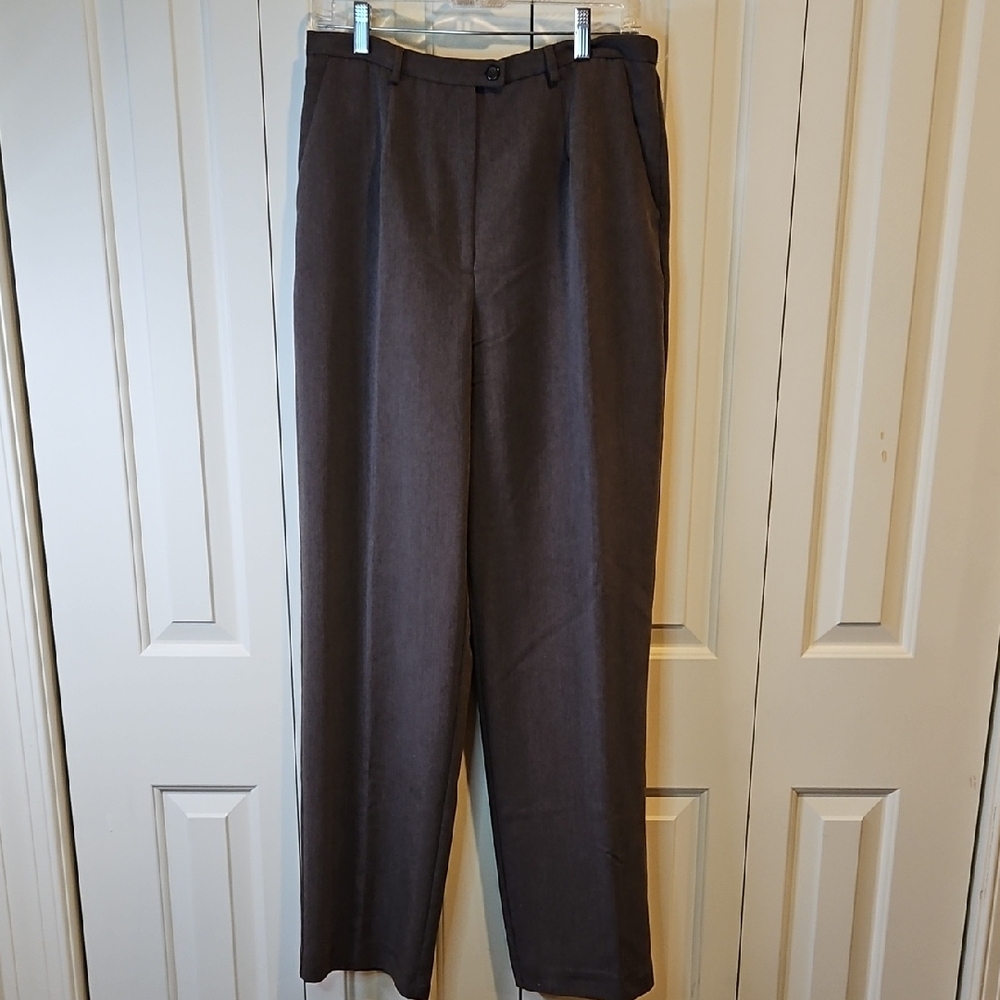 Vintage Villager Dress Pants Brown 14 Liz Claiborne Company Pockets Belt Loop